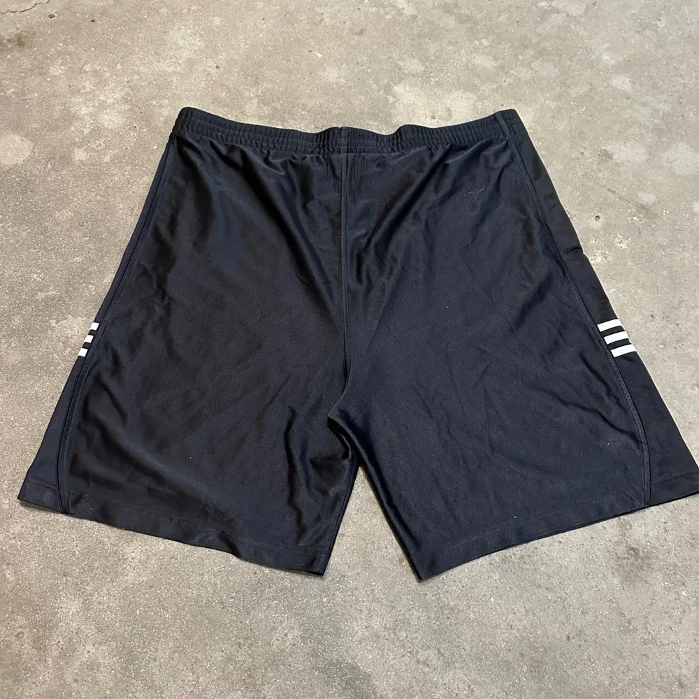 Vintage Y2K Adidas Athletic Shorts Men XL Black 3-Stripe Baggy Dazzle Shiny